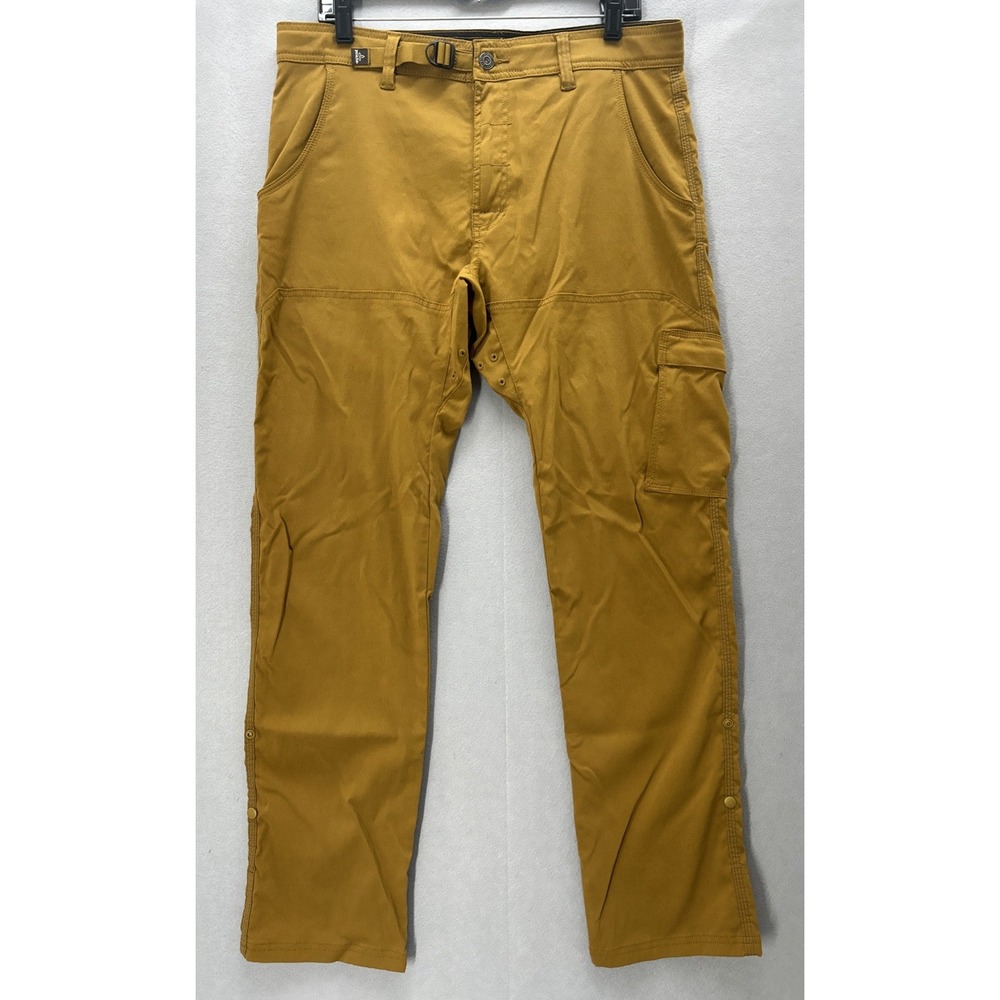 prAna Stretch Zion Straight Pants Mens 34x32 Tan Roll Up Cargo Hiking M43183227